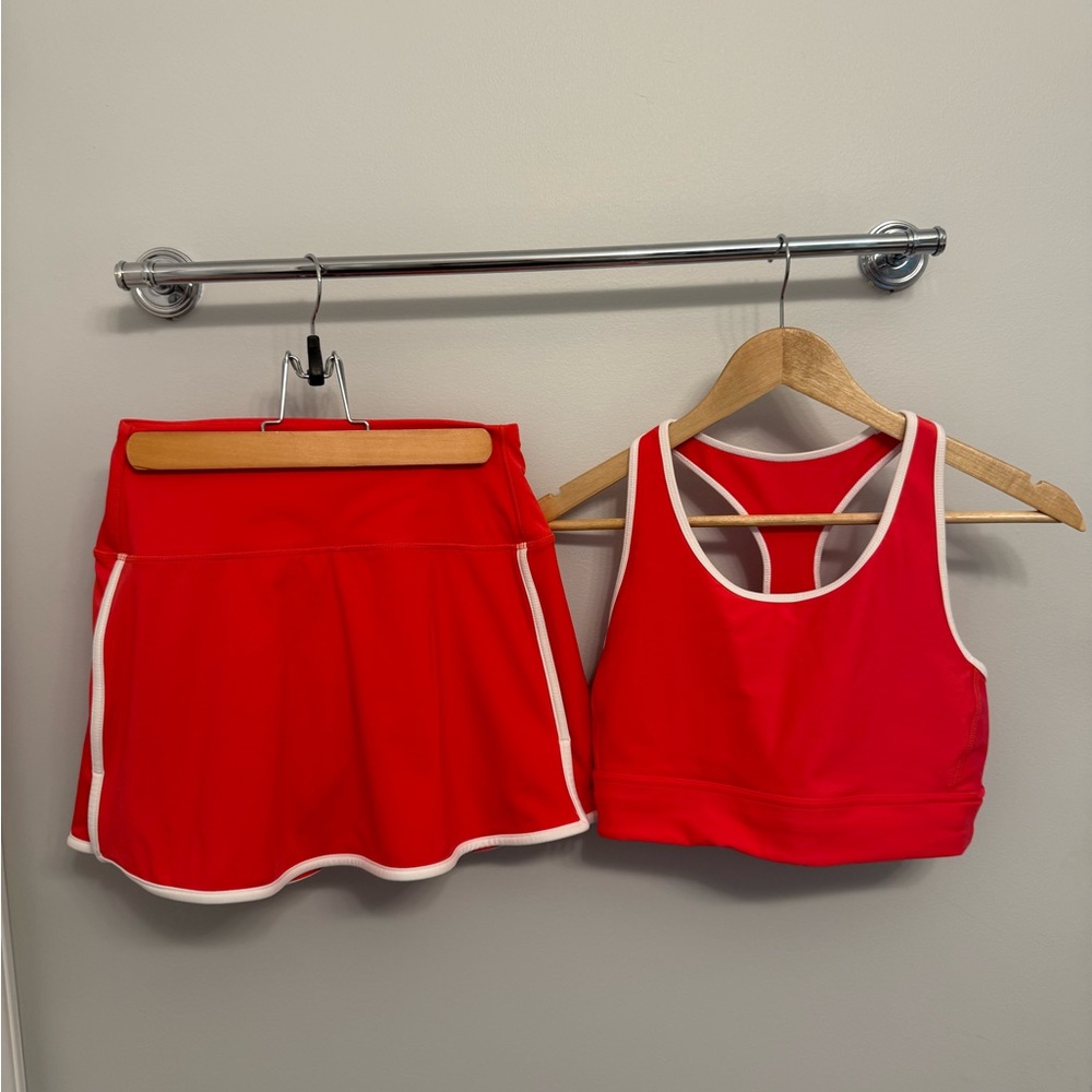 DSG Red Sports Bra & Skort Matching Set Women’s Athletic Tennis